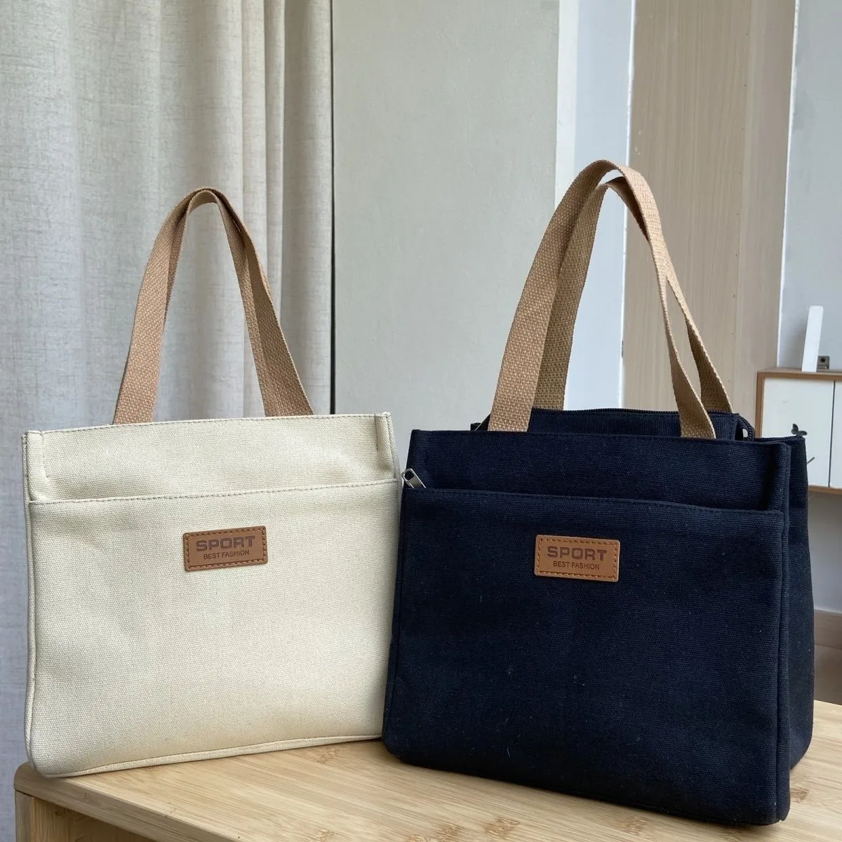 

Lunch Bag Casual Tote Bags Multi-pocket Female Bag Handbag Women Reusable Canvas Shopping Bag High Quality Shoulder Bag Office