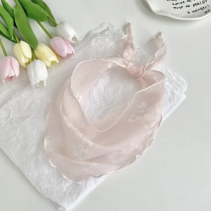 

1 шт. женский треугольный платок, летний дышащий однотонный платок Cottagecore, простые модные универсальные кружевные нежные аксессуары для волос