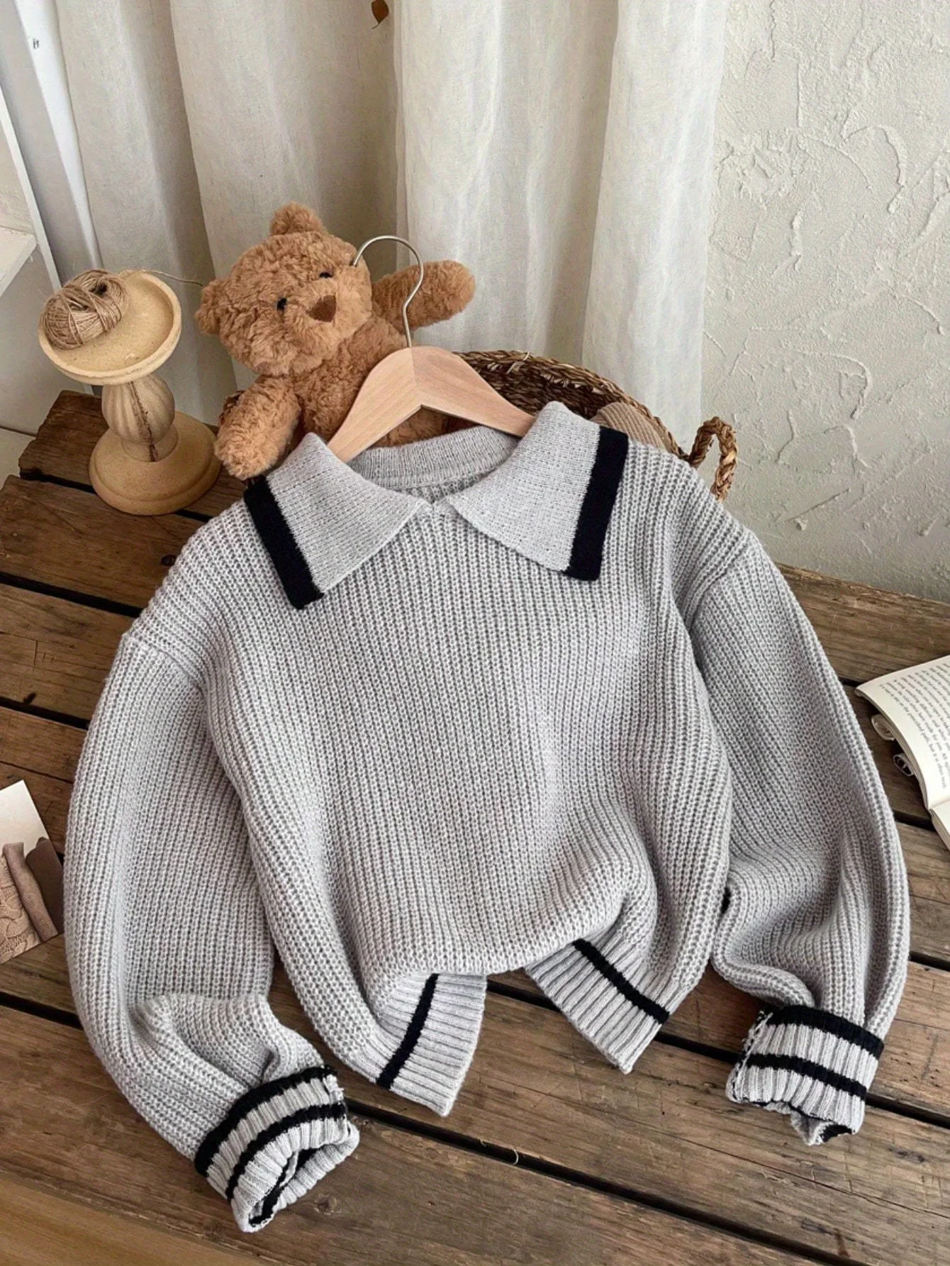 سترة كاجوال فضفاضة بأكمام طويلة وياقة مقلوبة من Tween Girls، للخريف/الشتاء #3