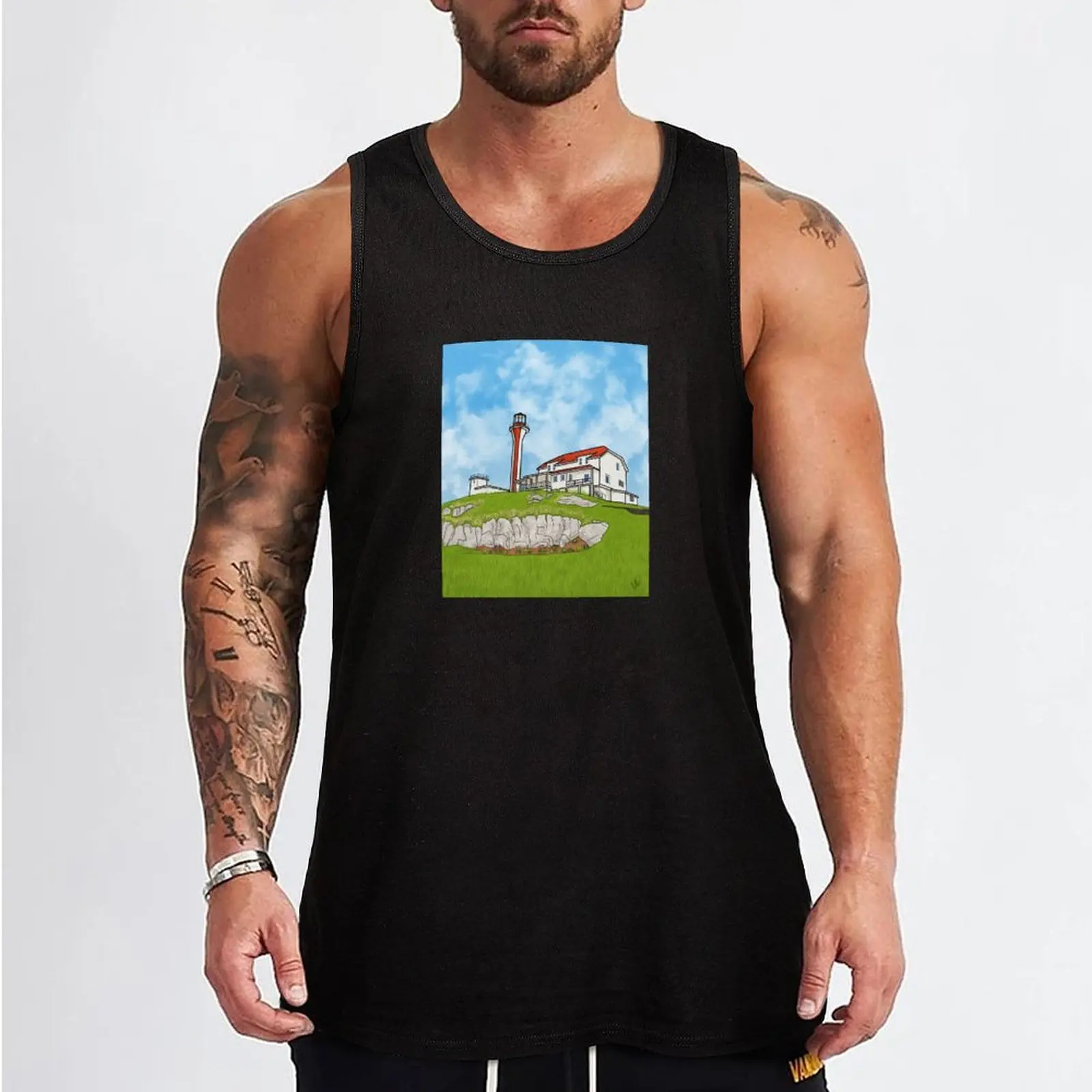 Cape Forchu Lighthouse, Yarmouth Tank Top gym shirt man t shirt gym man vest