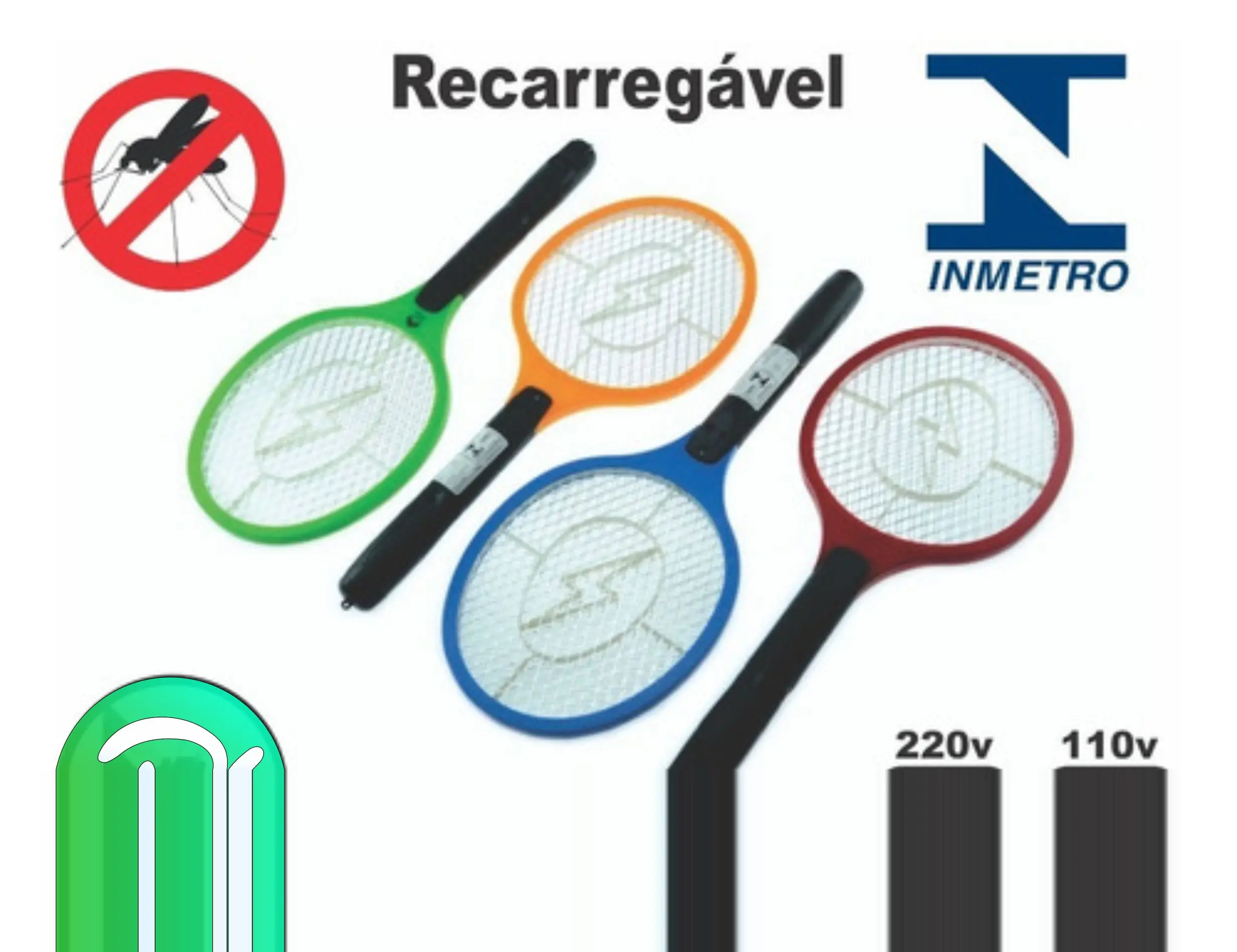 Electric Racket Kills Mosquito Insects-Rechargeable-BiVolt 110 - 220