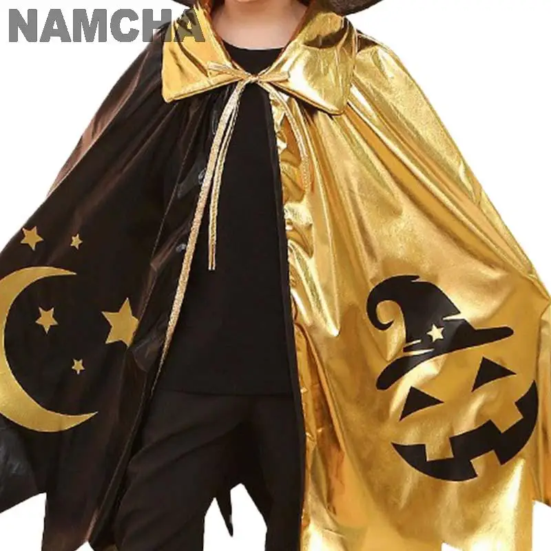 Halloween Kinder Hexe Cosplay Kostüm Umhänge Zauberer 2 Stück Doppels chicht Umhang Hut Abschluss ball Party Magier Leistung Kostüm Poncho