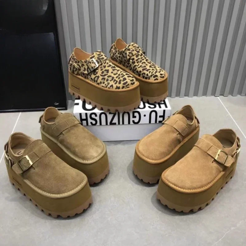 Leopard Platform Women Flats Shoes Suede Casual Fashion Loafers Shoes Woman Sneakers 2024 Trend New Autumn Walking Cozy Shoes