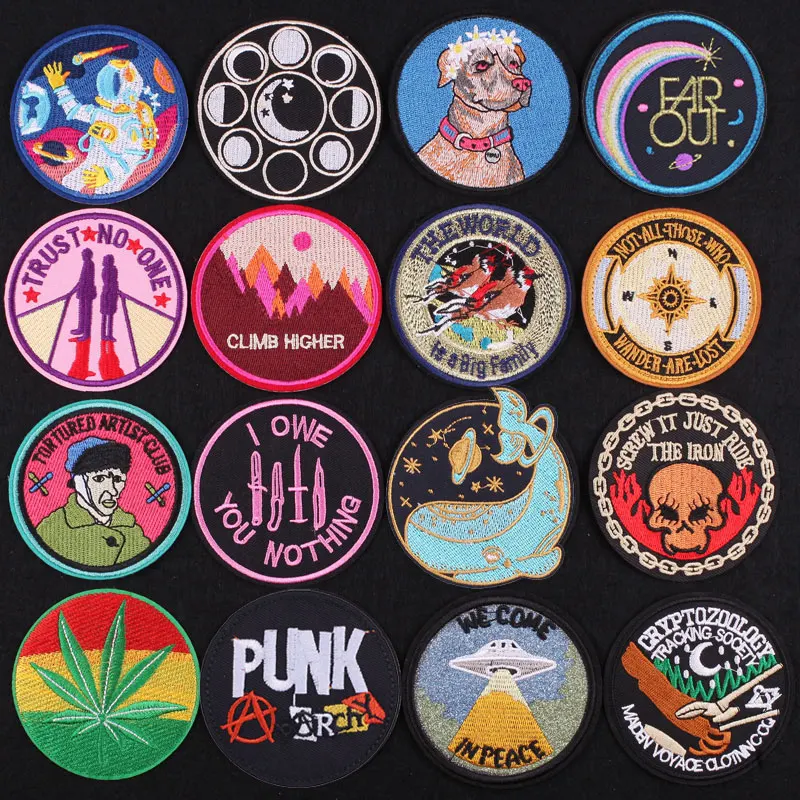 

Iron on Patches DIY Outdoor Travel Embroidered Patches for Clothing Nature Adventure UFO Patches on Clothes Applique Fish Badges