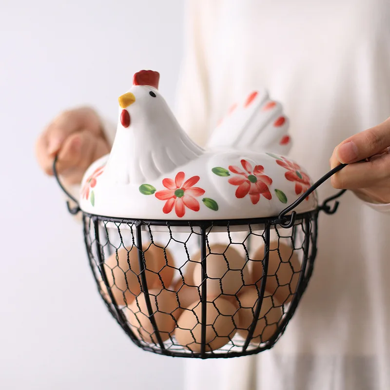 Hen Storage Basket Iron Art Basket Egg Basket Potatoes Garlic Container Fruit Basket Egg Storage Iron Basket