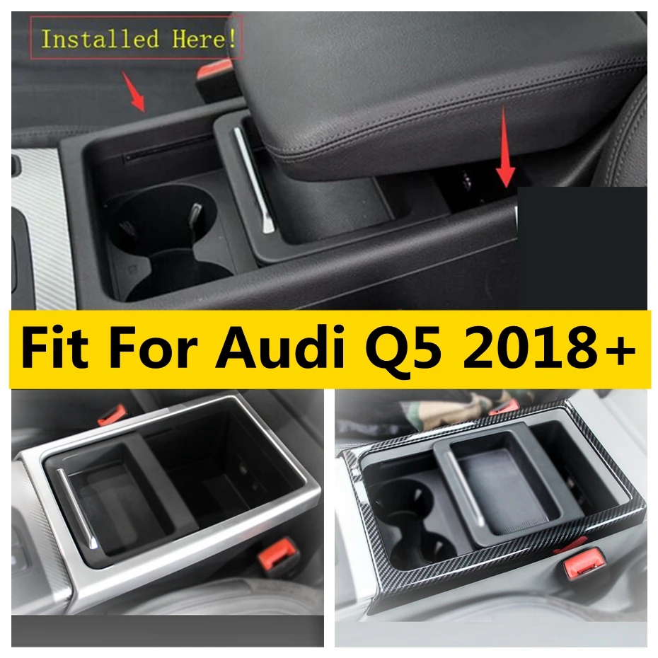 

ABS Central Water Cup Bottle Holder Panel Decoration Frame Cover Trim Fit For Audi Q5 2018 2019 2020 2021 2022 Car Accessories