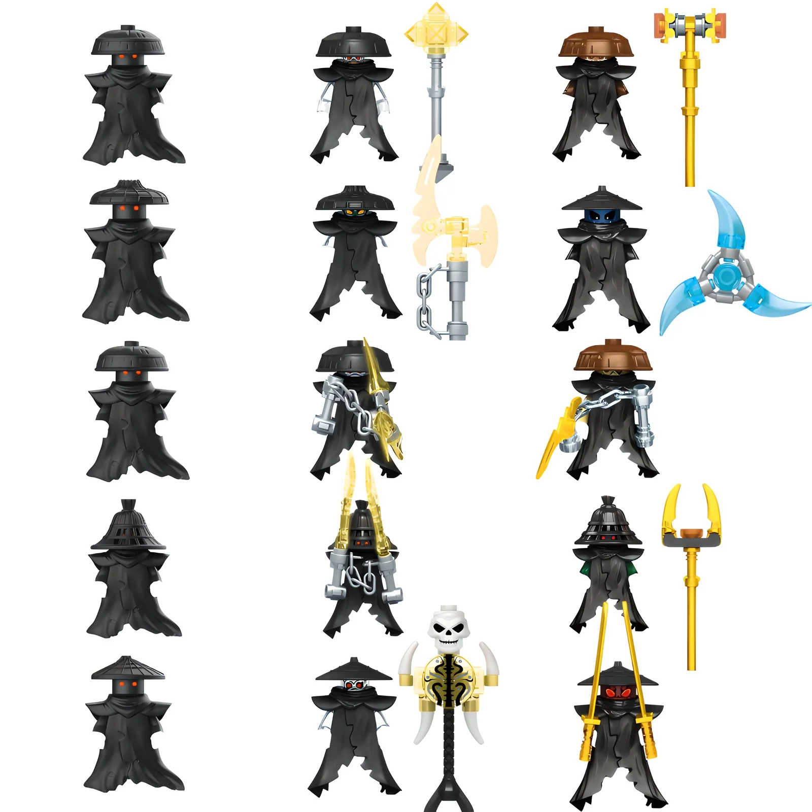 

Загадочные фигурки из строительных блоков с черной застежкой и эффектом люминесценции и скрытого глаза, Derex, Kull, Rox, Norkett, Zackett