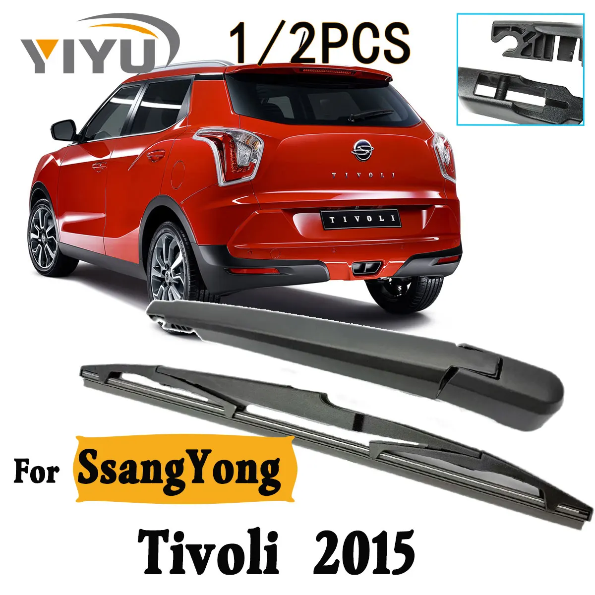 1/2PCS Hinten Wischer Klinge Wischer Arm Windschutzscheibe Windschutz Sauber Heckklappe Fenster Auto Regen Pinsel Für SsangYong Tivoli 2015