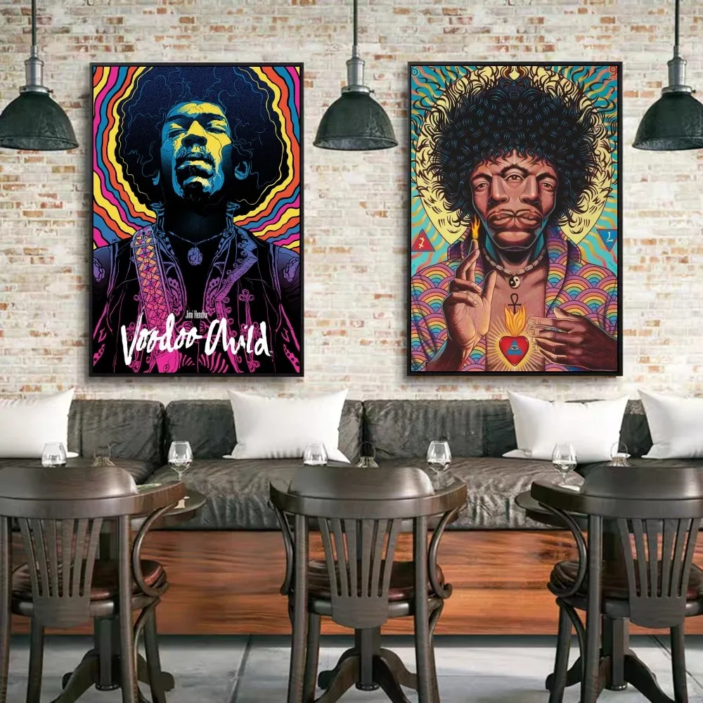 Jimi Hendrix Vintage Posters Sticky Vintage Room Home Bar Cafe Decor Kawaii Room Decor