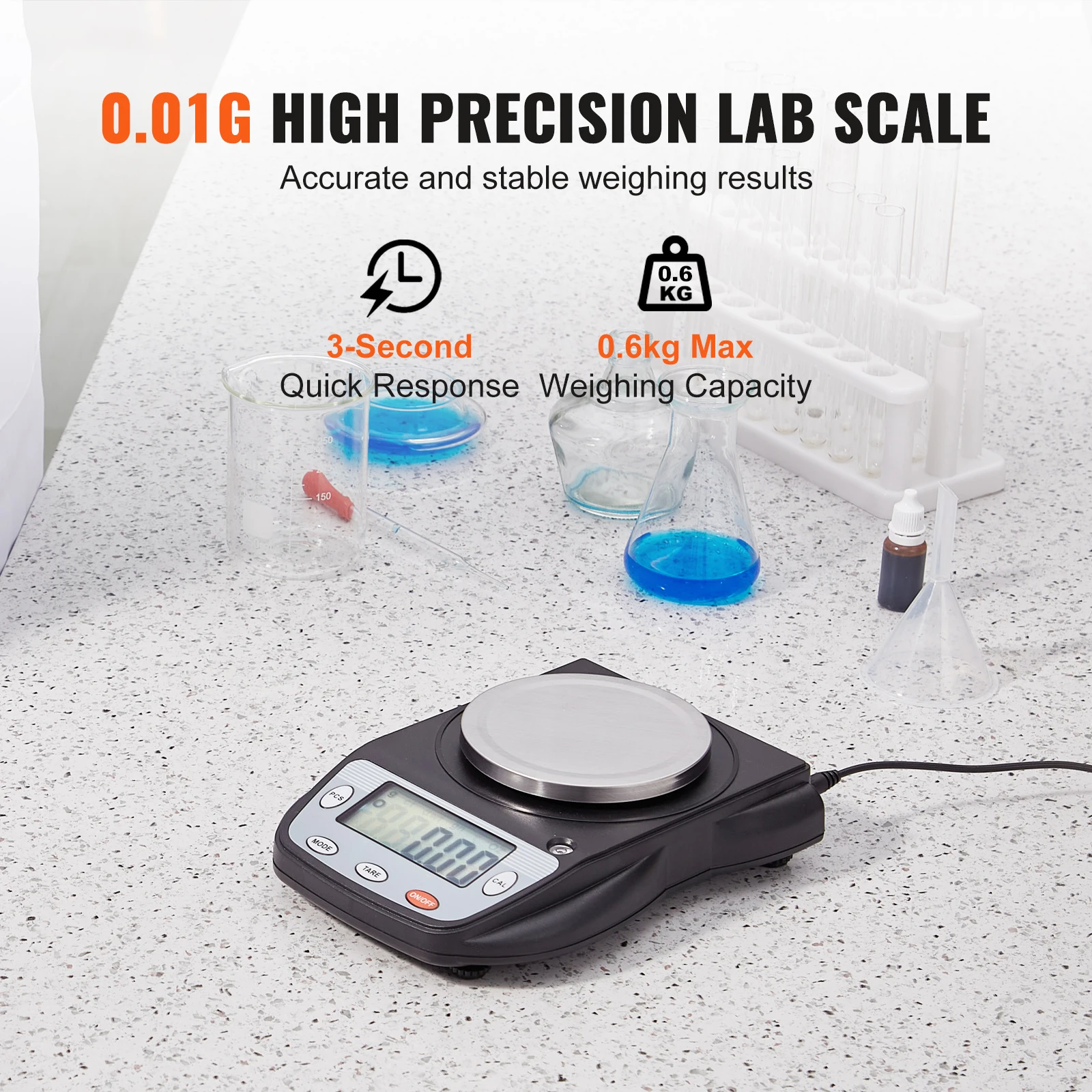 SucceBuy Analytical Balance 600x 0.01g Accuracy High Precision Lab Scale LCD Display Digital Jewelry Weighing Scale Lab Jewelry
