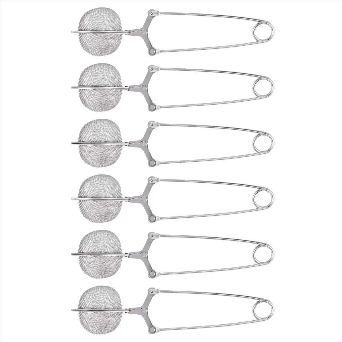 ABZF 2026 6Pcs Tea Infuser Loose Leaf Tea Snap Ball Tea Strainer Spoon Stainless Steel Tea Filter Steeper with Handle