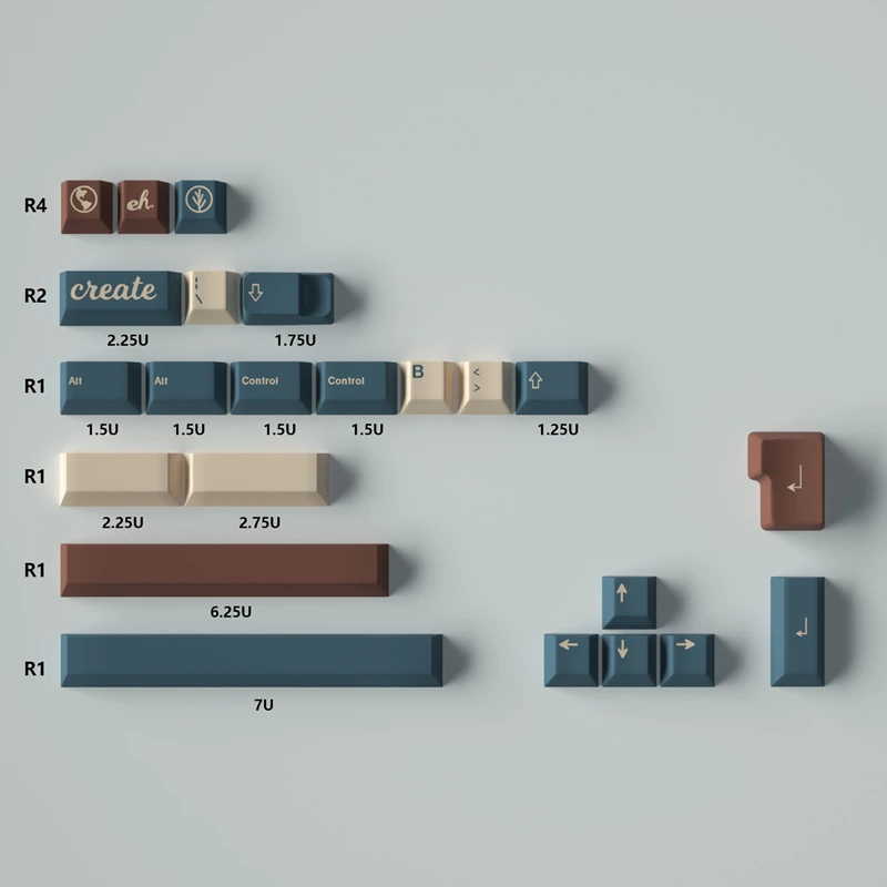 GMK 어스 톤 화성 텍스트 루트 키캡, 23/129 PBT 승화 키캡, 체리 프로파일, 기계식 키보드 61 64 84 108 레이아웃