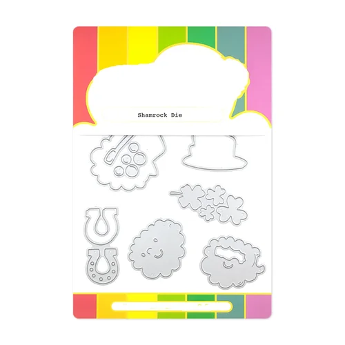 Shamrock 말굽 Leprechaun 금속 절단 다이 및 스크랩북, DIY 공예 인사 카드 제작용, 명확한 우표 없음, 2024 신제품 