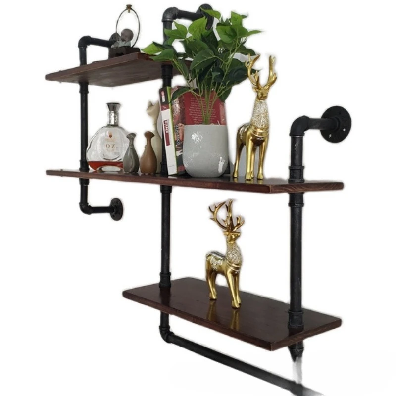 

Wrought iron water pipe wall rack, industrial style decorative baffle wall rack