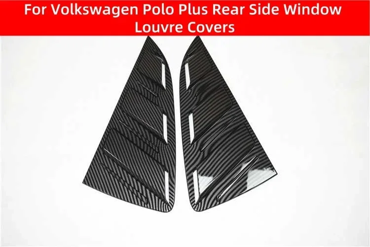 

For VW Polo Plus 2011-2022 Pair Car Rear Side Window Louvers Cover Triangle Shutters Blind Shade Trim Protection Stickers Parts