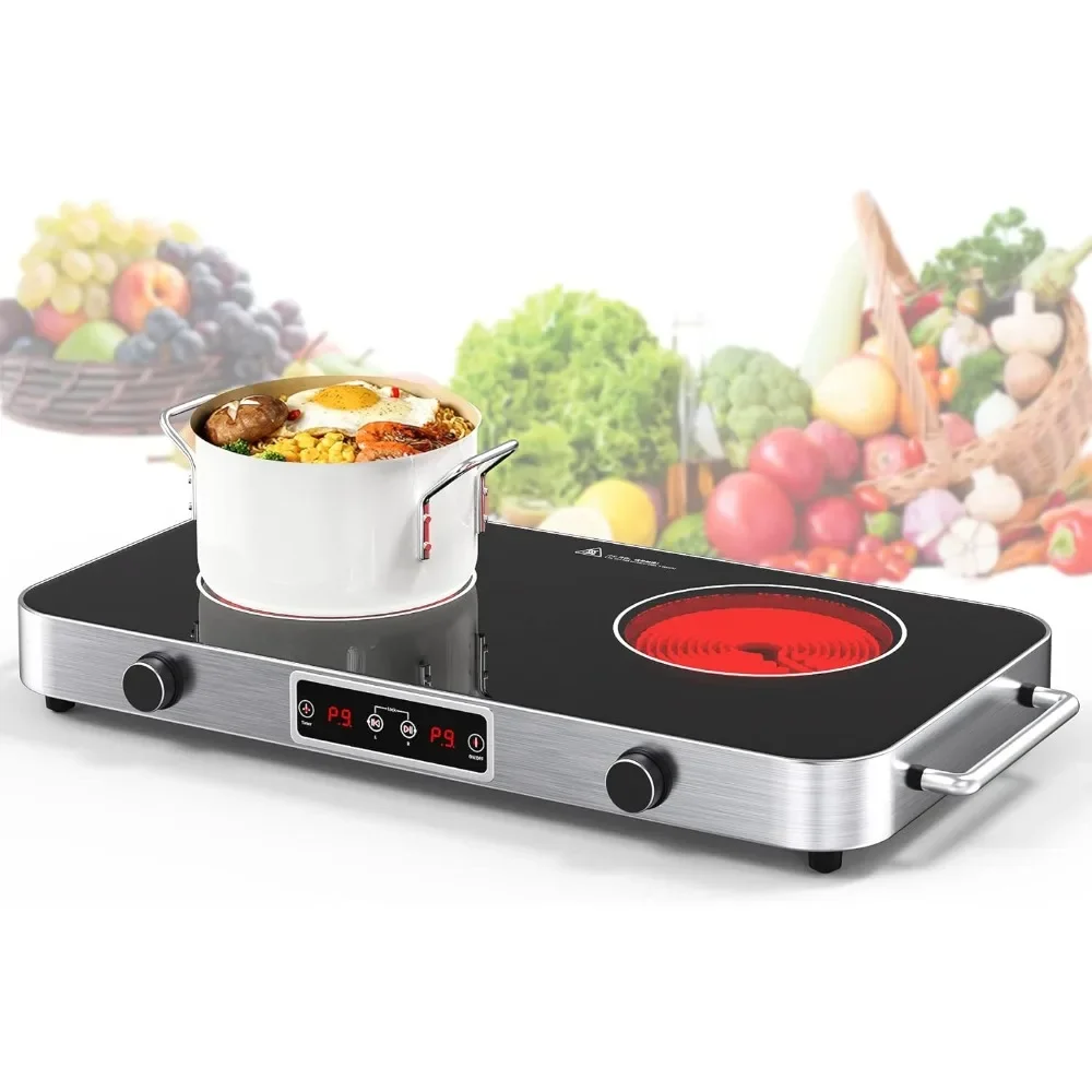 

Electric Cooktop,110V 2200W Electric Stove with Knob Control,9 Power Levels, Kids Lock & Timer,LED touch control,Overheat