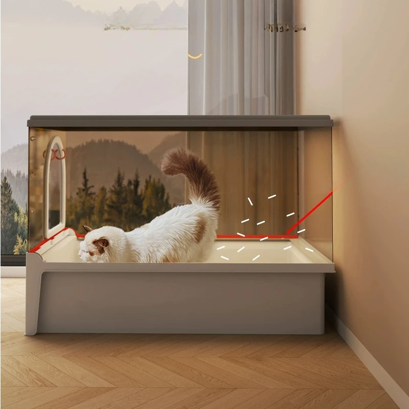 Stainless Steel Jewelry Litter Box Defecation Castle For Cats Extra Large Litter Box Hiding Sandbox Lettiera Gatto Home Items
