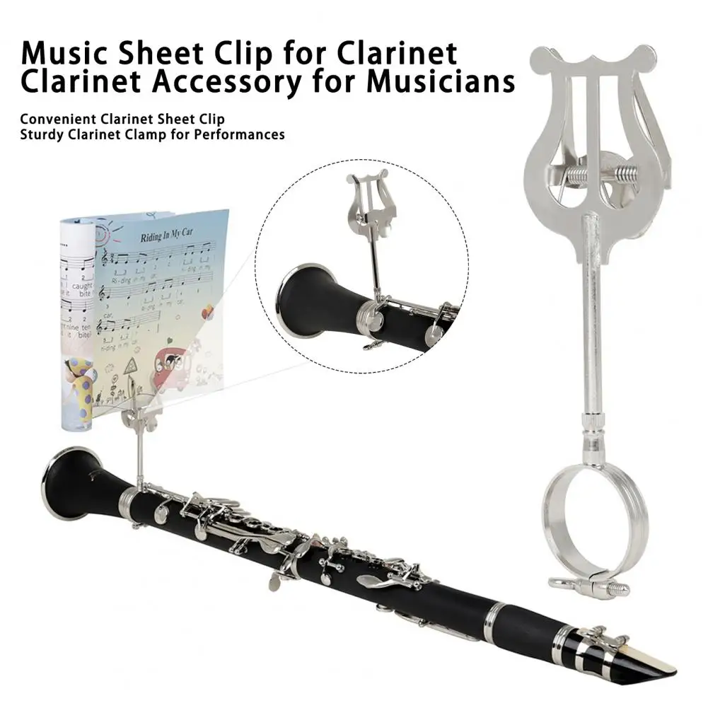 Clarinet Sheet Music Clip Lyre Music Stand Music Book Clip Marching Band Musics Holder Iron Clamp For Beginner Кларнетный Зажим