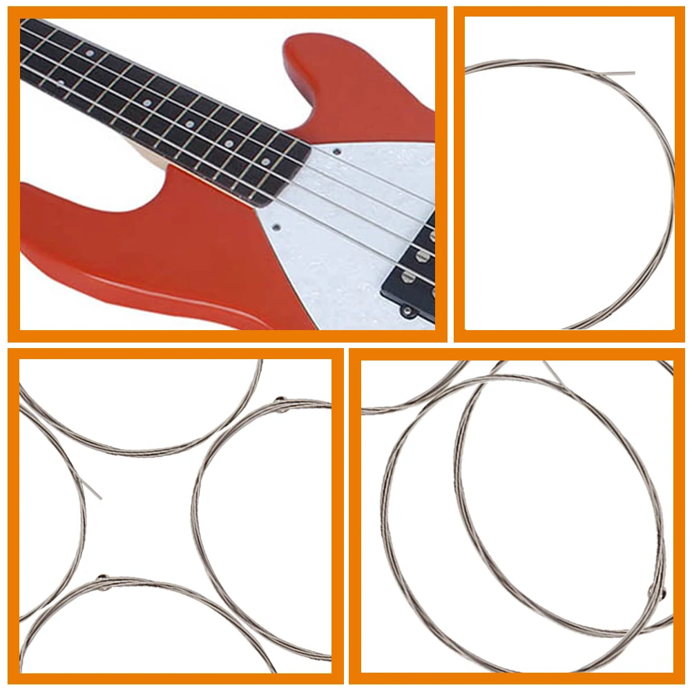 

4 Electric Strings Steel Core Copper Alloy Universal Bass String Smooth Anti Rust Replacement Parts for Guitar
