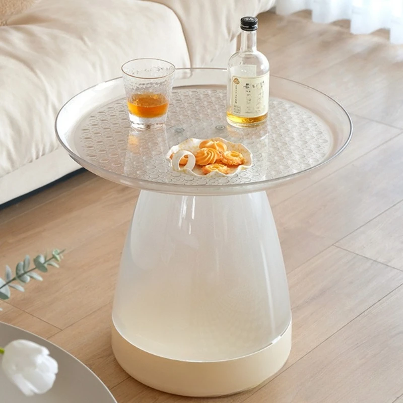 Simple and modern low coffee table, living room round table, household sofa edge table