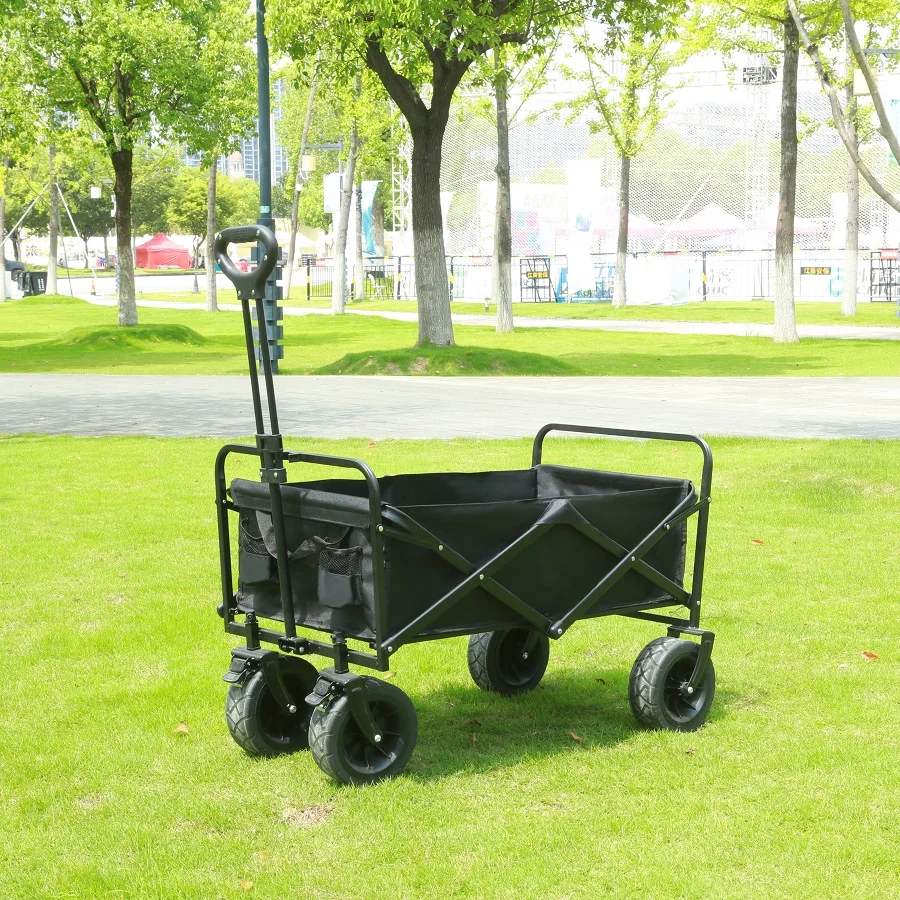 Schwerlast-Bollerwagen mit großer Tragfähigkeit, faltbarer Bollerwagen für Garten, Strand, Campingausrüstung mit Getränkehaltern. – Detail 22