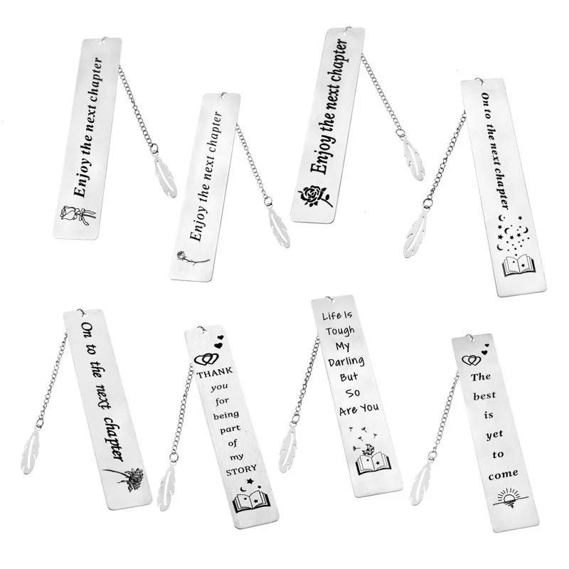 

2025 Customized stainless steel feather pendant, bookmark pendant, laser lettering plus creative style, literary gifts, gifts