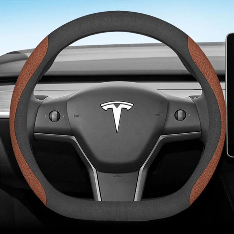 for Tesla Model S 3 Y 2012-2023 2013 2016 2017 2020 2021 Car Steering Wheel Cover PU Leather 11Colors Non-slip Auto Accessories