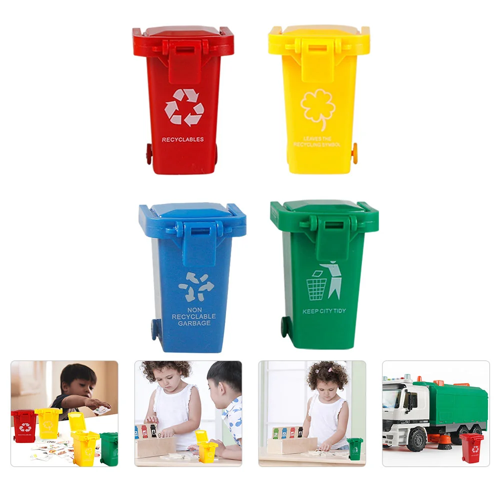 4 Pcs Mini Trash Can Garbage Cognitive Toy Classification Kids Early Education Aids Educational Toys Container