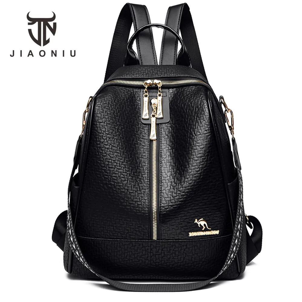 

Women Backpack High Quality Soft Leather Female Vintage Bag School Bags Travel Bagpack Ladies Large Capacity Bookbag Rucksacks