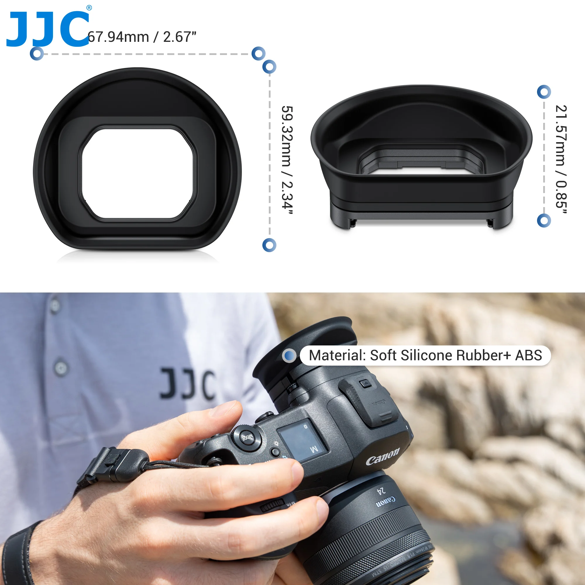 JJC Weiches Silikon-Kamera-Augenmuschel-Okular ersetzt Canon ER-I für Canon EOS R1 Augenmuschel, Augenschutz-Sucher – Detail 9