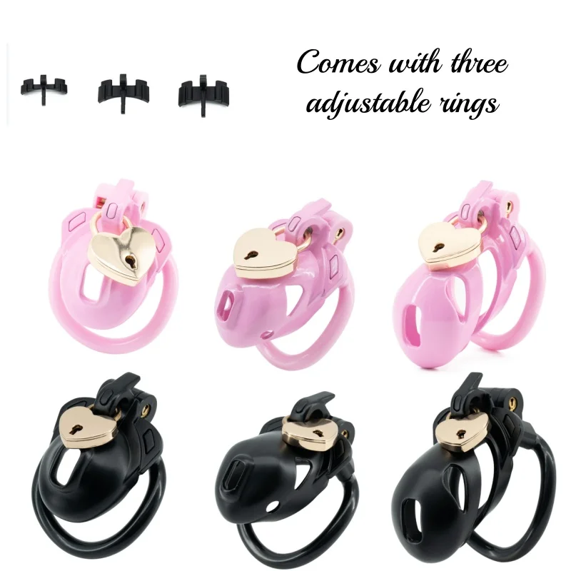 Male Chastity Lock with 3 Adjustable Rings High Quality Cock Cock Cages Heart Shaped Locks Double Locks 4 Size Rings Penis Locks