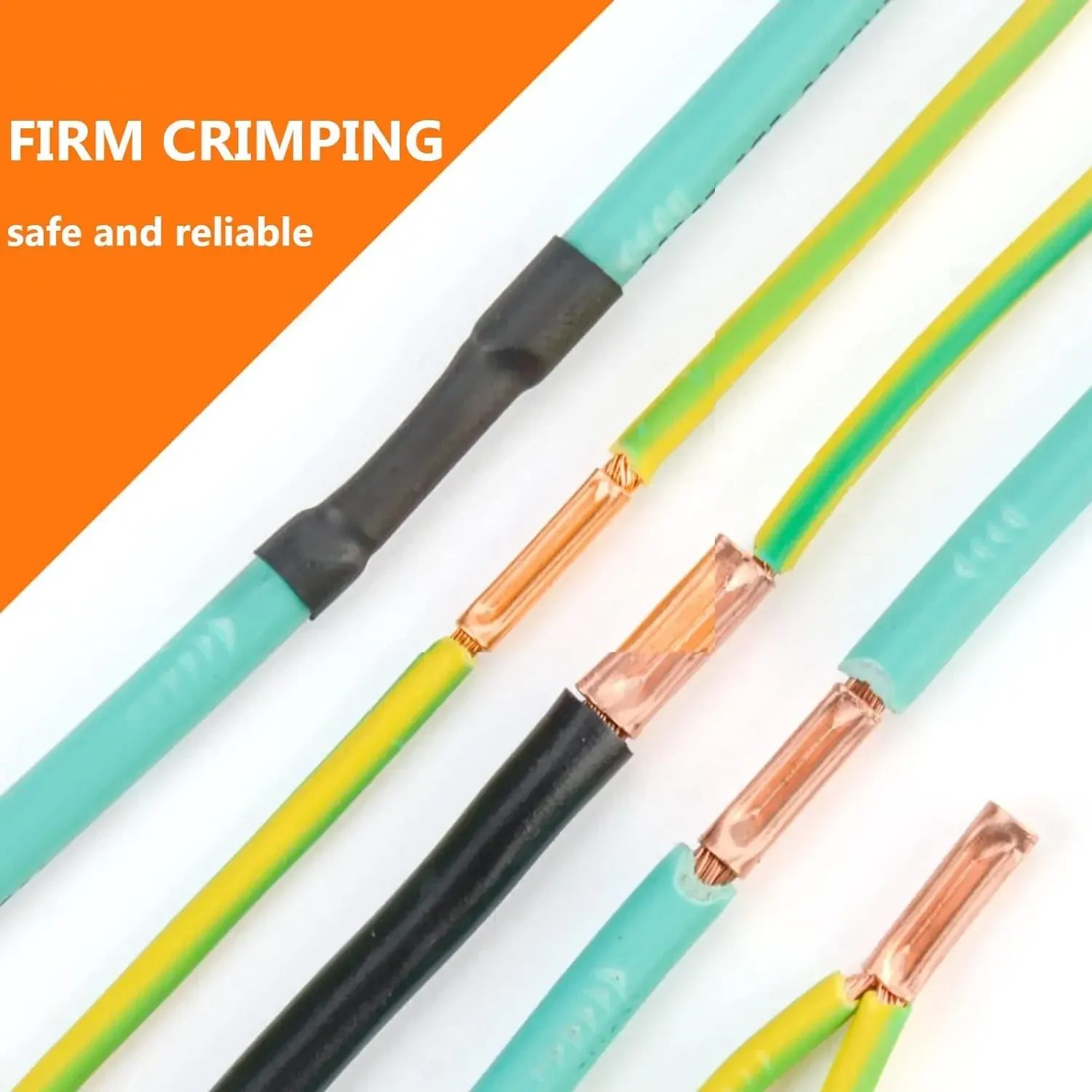 250Pcs Wire Connector Terminals  7 Size Copper Crimp Connector Non Insulated Electrical Butt Terminal Assortment Kit