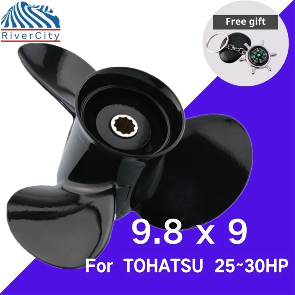 Boat Propeller 9.8x9 For Tohatsu Nissan 25hp 30hp Outboard Screw Boat Motor Aluminum Alloy Propeller 3 Blade 10 Spline