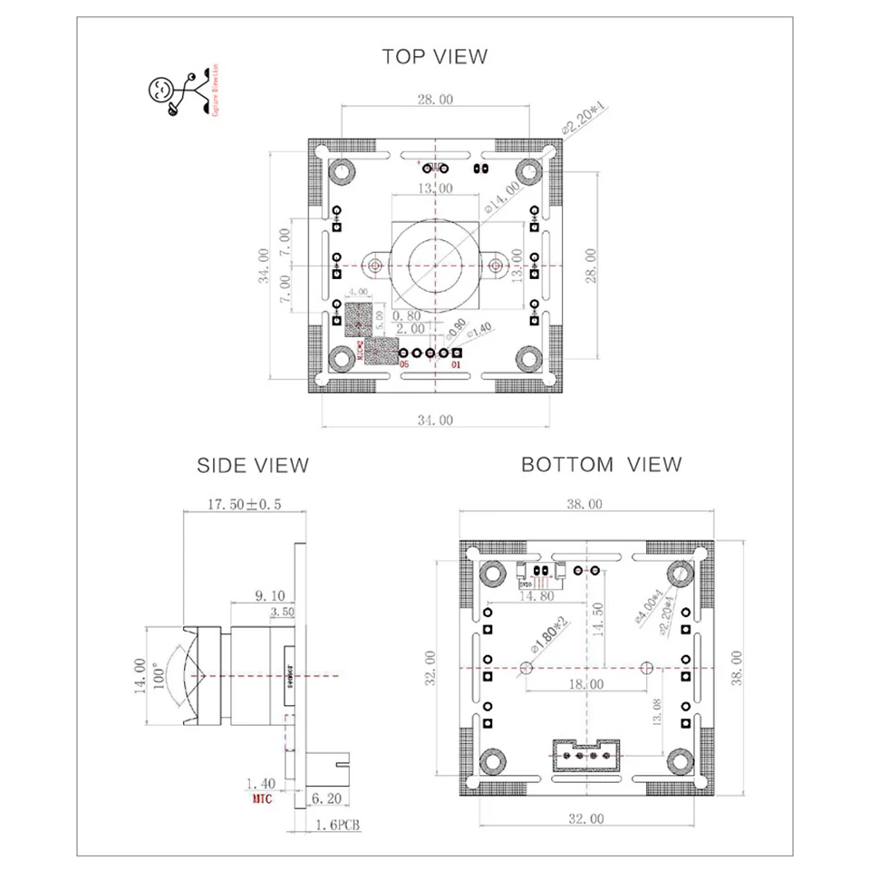 Modulo fotocamera OV2710 2MP 1080P obiettivo grandangolare da 100 gradi lunghezza focale regolabile microfono incorporato visione notturna a