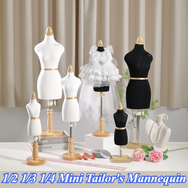 1/2 1/3 1/4 Mini Tailor's Mannequin Doll Clothing Display Stand for Clothing Design Teaching DIY Miniature Ornaments Supplies