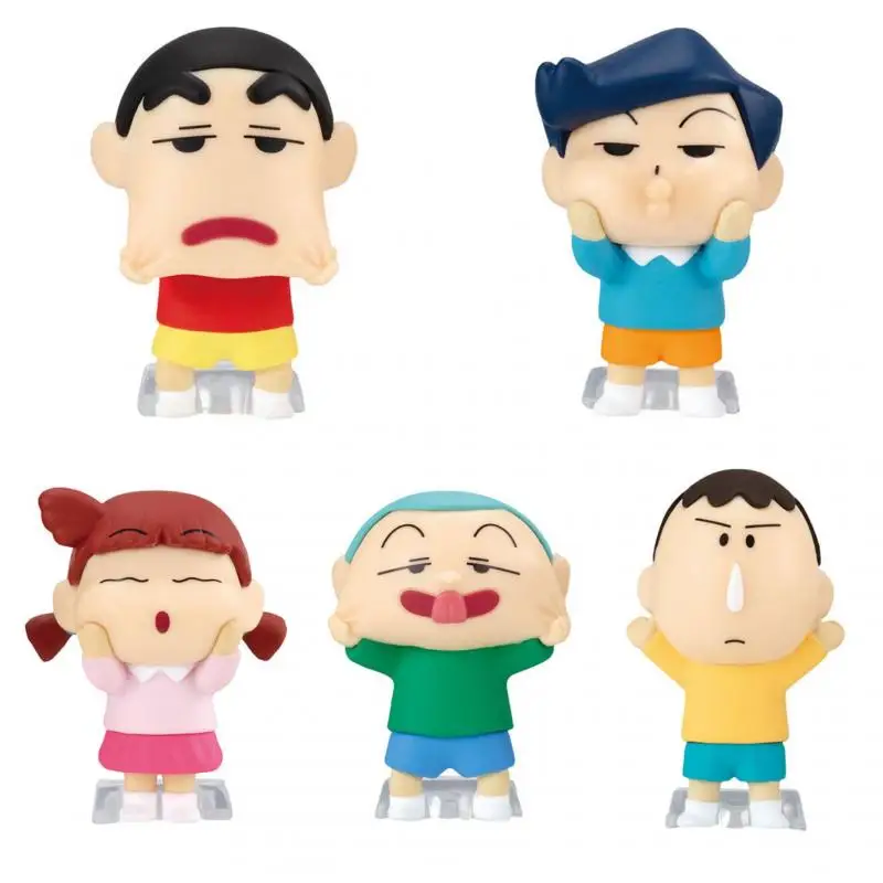 5Pcs/set Genuine Bandai Crayon Shin-chan Ghostly face shaped ornaments Kazama Toru Boochan Action Figure Model Toys Gift