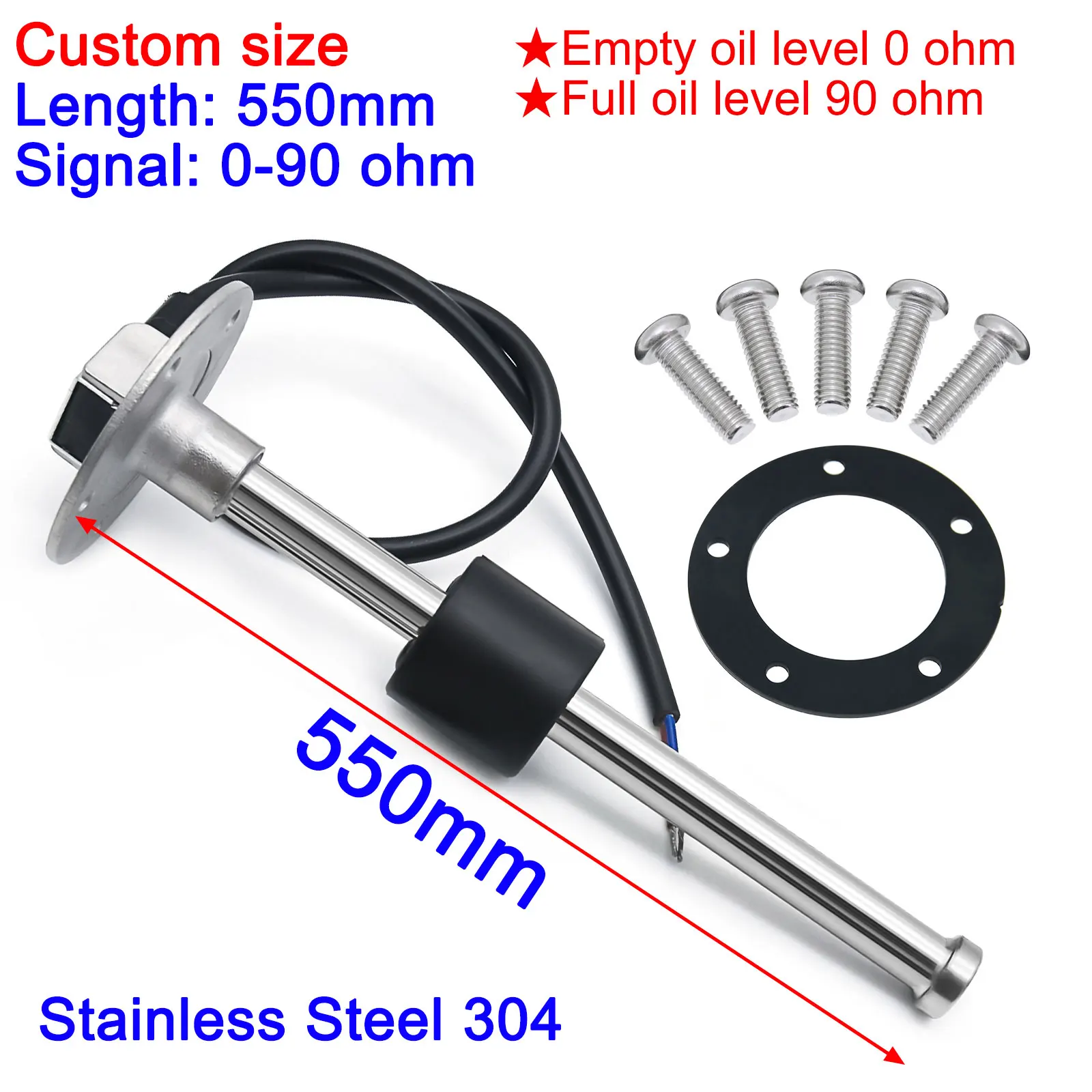 Customized size 550mm 0-90ohm 575mm 0-190 ohm  600mm 240-33ohm 650mm 900mm Sewage Level Gauge Sensor