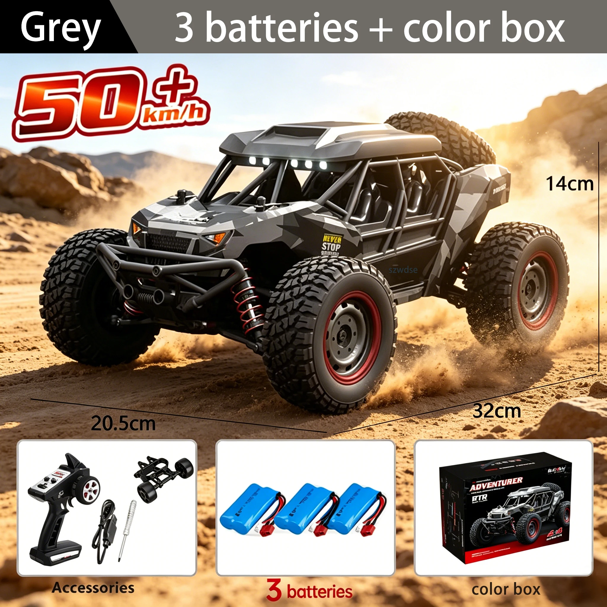 WLtoys nieuwe RC auto, hoge snelheid 50 km/u, 4x4G elektrisch, all-terrain race- en klimauto, verjaardagscadeau voor volwassenen en jongens.