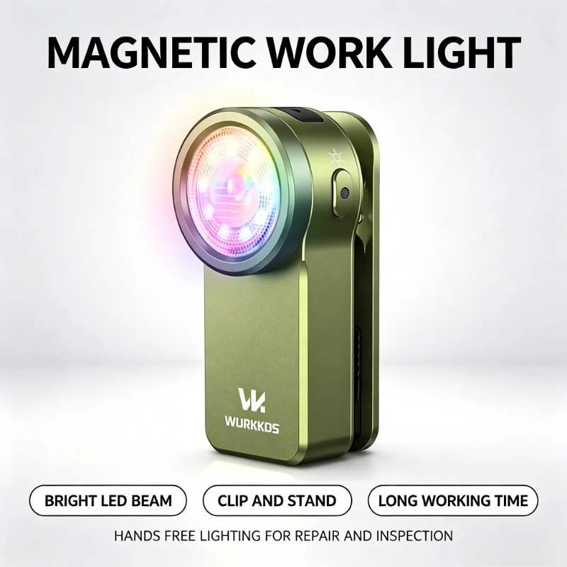 Wurkkos HD03 680LM Mini Clip Light USB Rechargeable Pocket Flashlight Spotlight/Floodlight Portable RGB Torch with Magnet