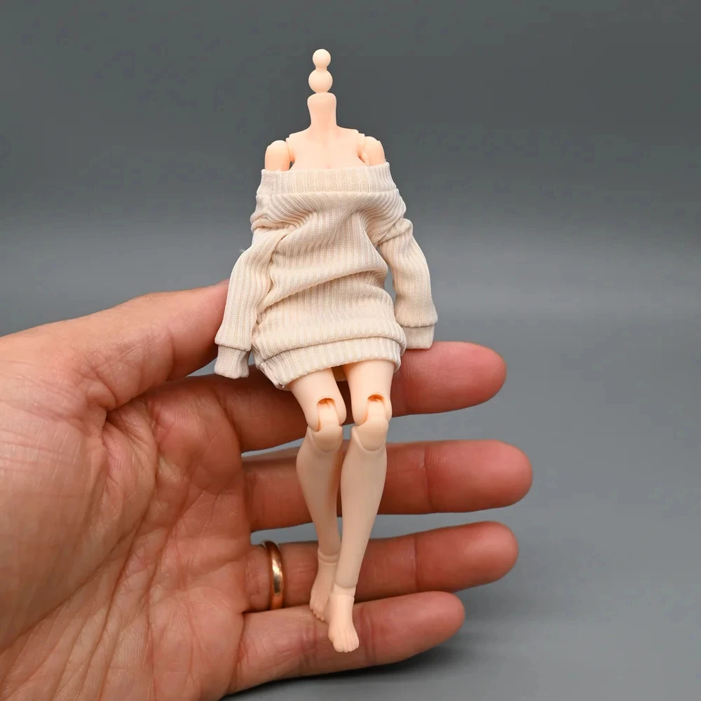 Handmade 1/12 Scale Action Figure Clothes Solid Color Off-Shoulder Base Top for 6In Bjd Doll Female Body Display