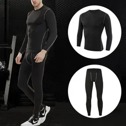 1pcs Men's Long-sleeved Thermal Underwear Male Tight Fitting Fast Dry Elastic Fitness Suit Set Man Autumn Winter Sprots Wear