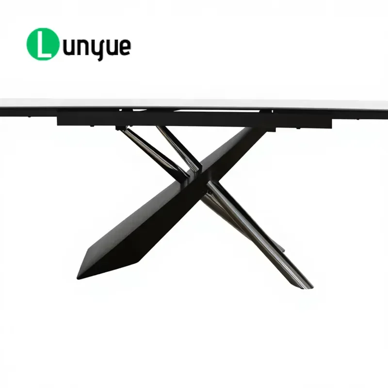 Luxury Modern Retractable Wooden Dining Table Set with Sintered Stone Countertop Extendable Kitchen Furniture for Hotel Home