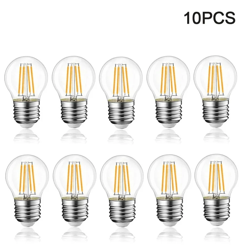 

10PCS G45 Globe E14 E27 Led Lamp 2W 4W 6W Retro LED Filament Light Bulb Screw 220V Warm White 2700K Decorative Lighting