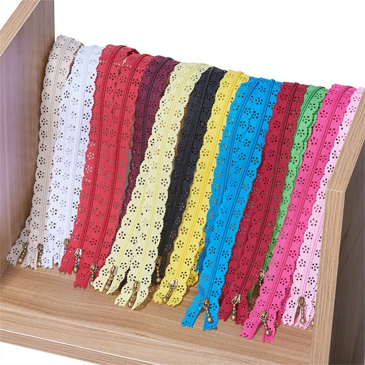 100cm Lace lace roll zipper, 3# nylon open zipper, 1nylon zipper head, suitable for sewing various sizes, DIY sewing 3pcs