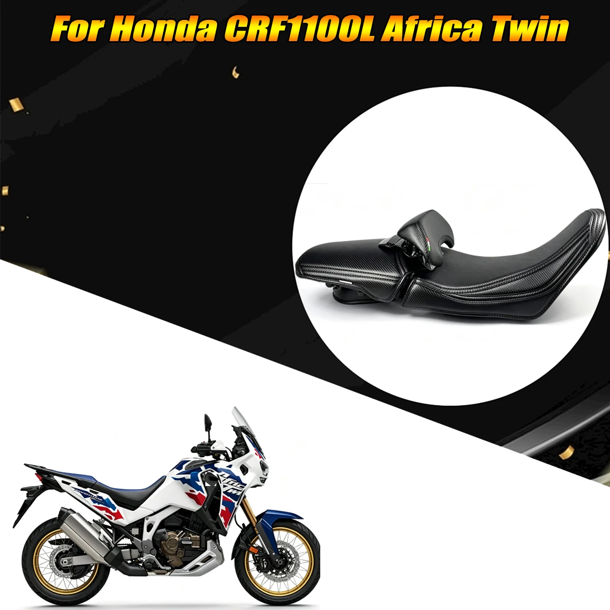Motorcycle Driver Seat Cushion Cover Rear Seat Cover Adjustable Lumbar Support Backrest Back Fit For Honda CRF1100L Africa Twin