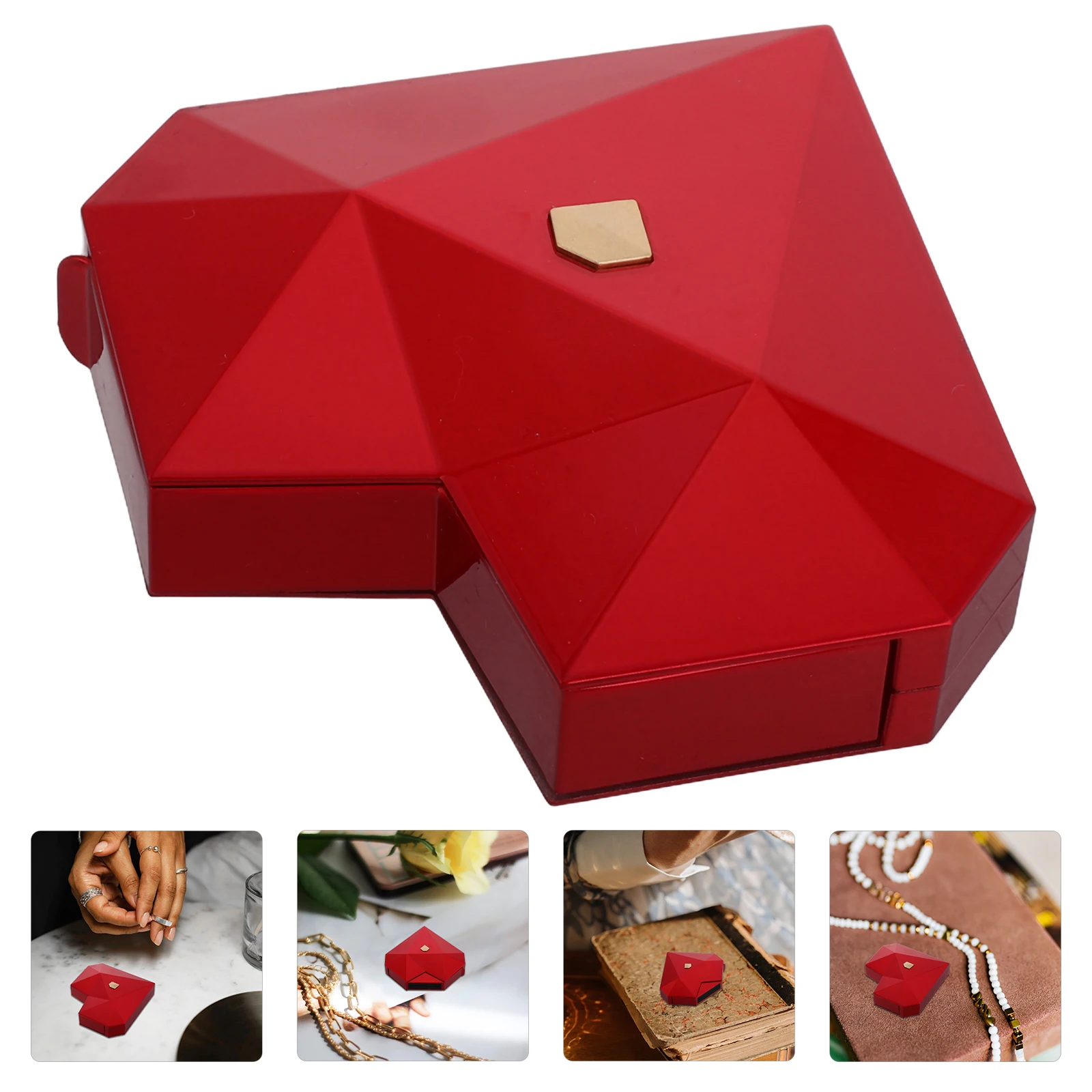 

Jewelry Box Earring Case Heart Engagement Unique Shaped Storage Flannel Valentines Day
