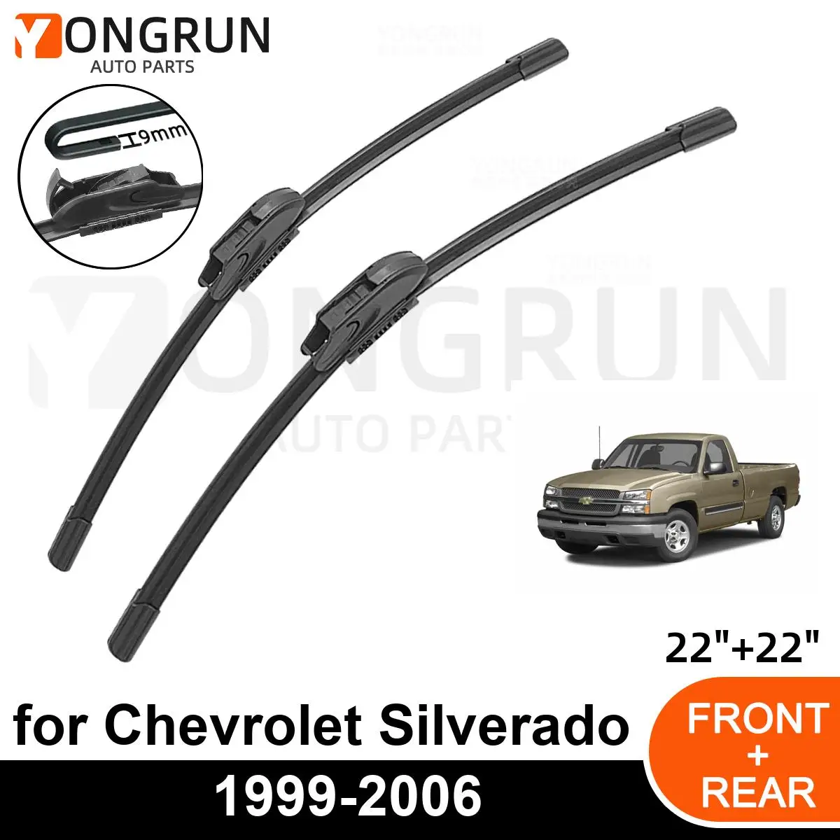 

Car Front Windshield Wipers For Chevrolet Silverado 1999-2006 Wiper Blade Rubber 22"+22" Car Windshield Windscreen Accessories