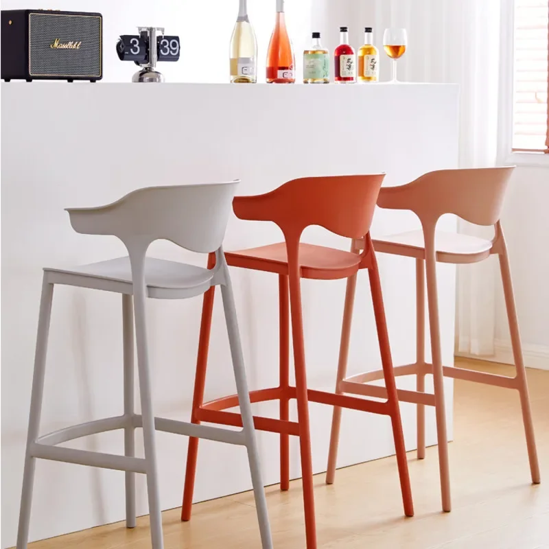 Nordic Bar Chair Modern Simple Home Plastic Dining Chairs Designer Creative Bar Stools Cash Register Chair Stylish Seating