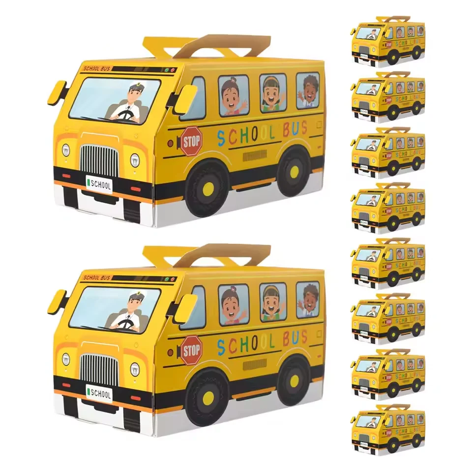 Cajas de dulces de autobús, decoraciones amarillas para la vuelta a la escuela, contenedores de golosinas, caja de decoraciones para fiesta de regreso a la escuela, regalos para niños, 10/30/50 Uds.