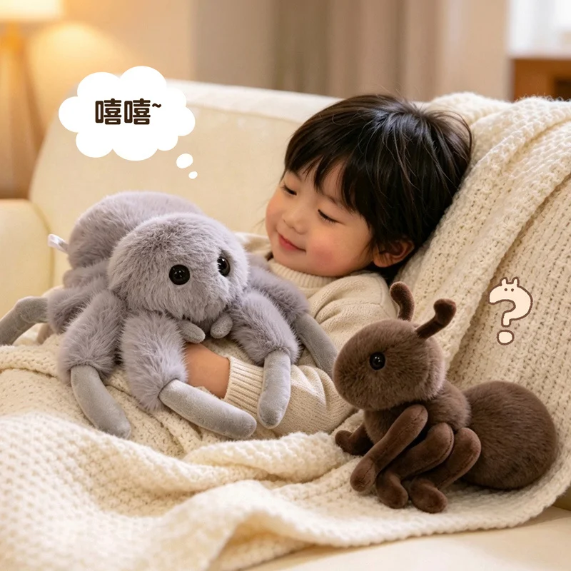Simulation Black Spider Toy Jumping Spider Doll Ant Plush Crawling Pet Insect Decor Cute Reptile Plush Toy for Insect Enthusiast